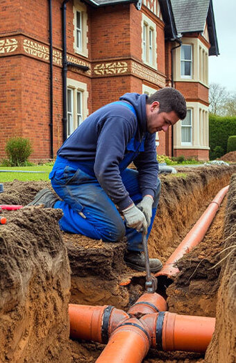 Plumber Connecting Drain Pipes