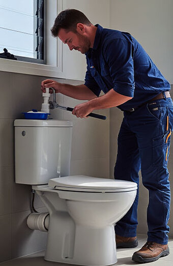 Plumber Fixing Toilet Valve